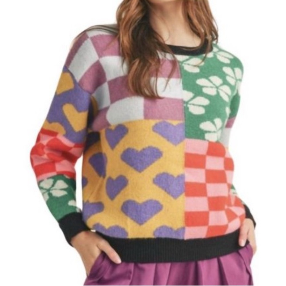 &merci Colorful Patchwork Sweater